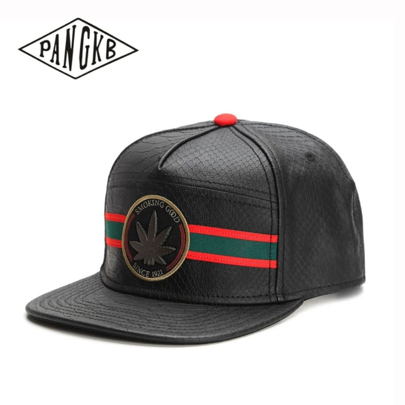 Smoke Good Premium Leather Snapback Cap - Hip-Hop Baseball Hat
