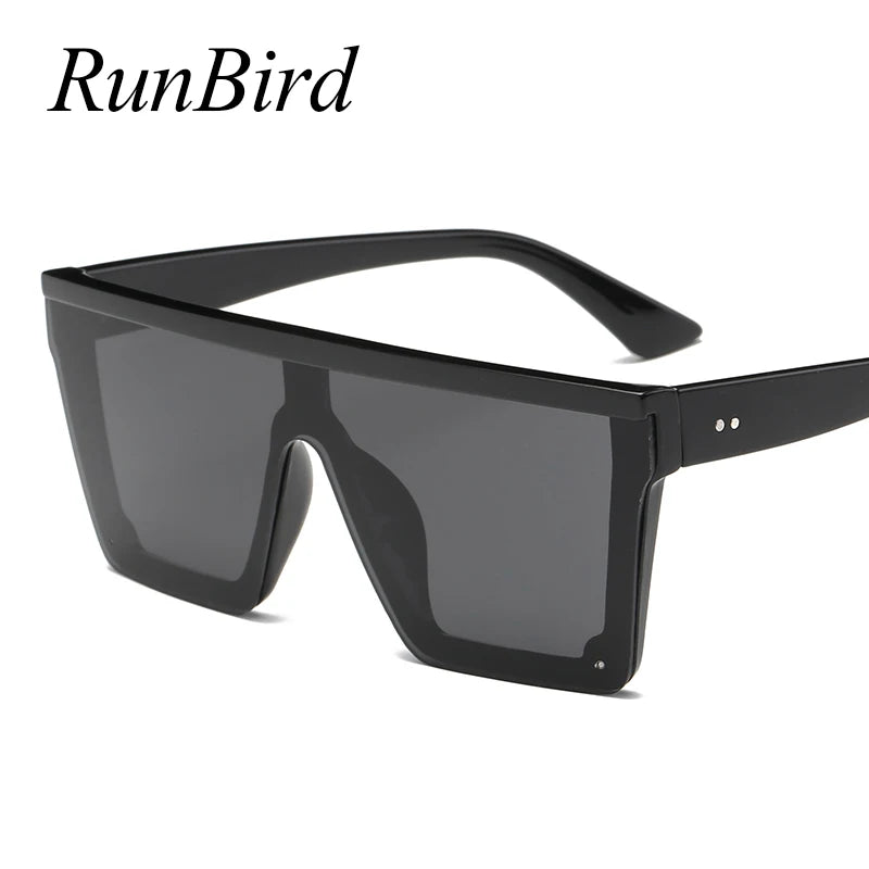 RunBird One-Piece Sunglasses - Oversize Square Black