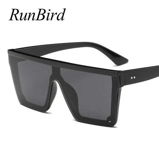 RunBird One-Piece Sunglasses - Oversize Square Black