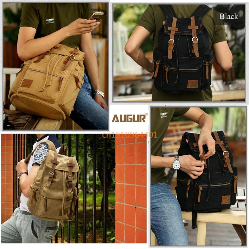 Men's Vintage Canvas Backpack - Large Capacity Travel & Laptop Bag