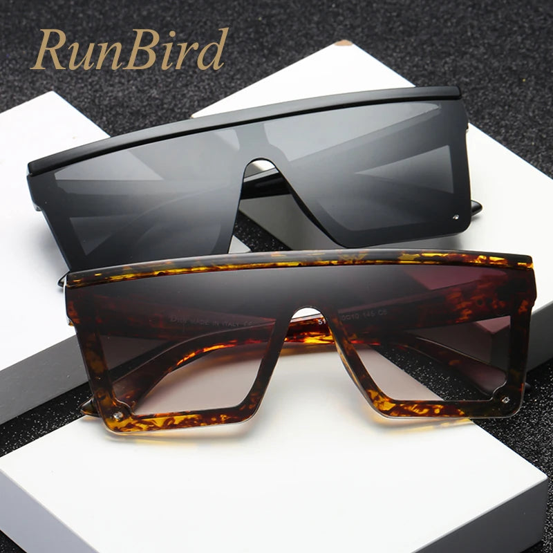 RunBird One-Piece Sunglasses - Oversize Square Black