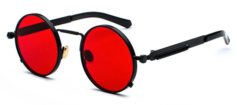 Peekaboo Steampunk Sunglasses - Clear Red Metal Frame
