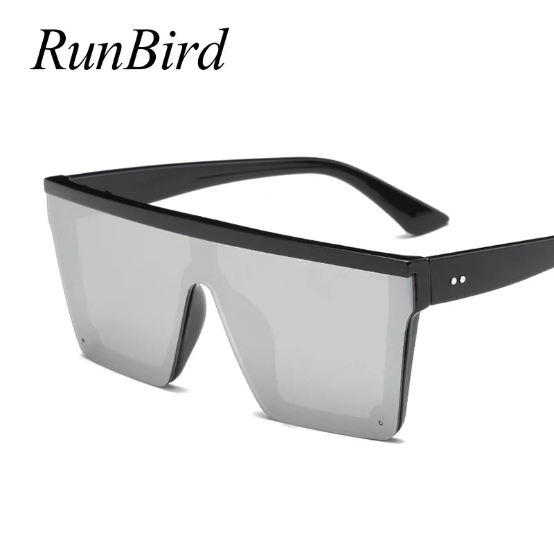 RunBird One-Piece Sunglasses - Oversize Square Black