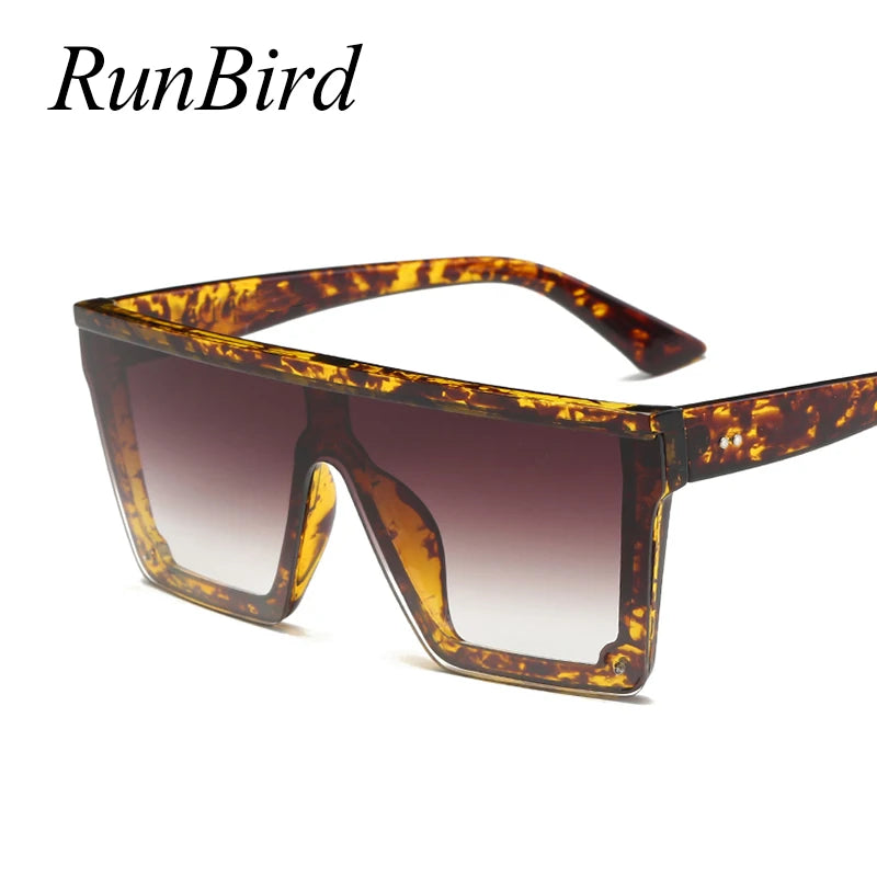 RunBird One-Piece Sunglasses - Oversize Square Black