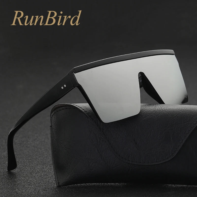 RunBird One-Piece Sunglasses - Oversize Square Black