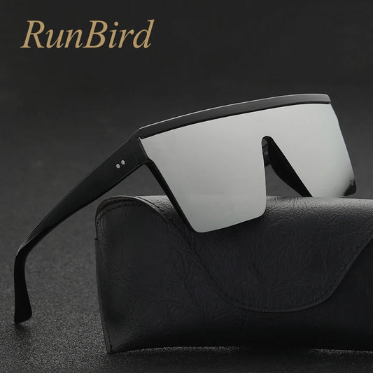 RunBird One-Piece Sunglasses - Oversize Square Black