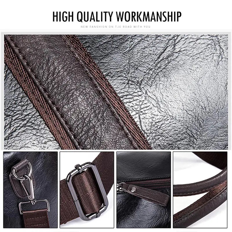 Men's PU Leather Gym Bag - Travel Duffel for Fitness & Yoga