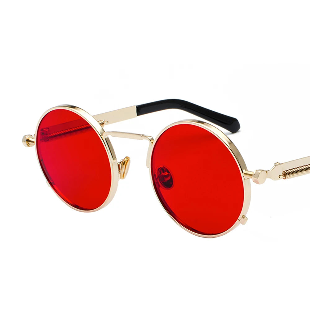 Peekaboo Steampunk Sunglasses - Clear Red Metal Frame