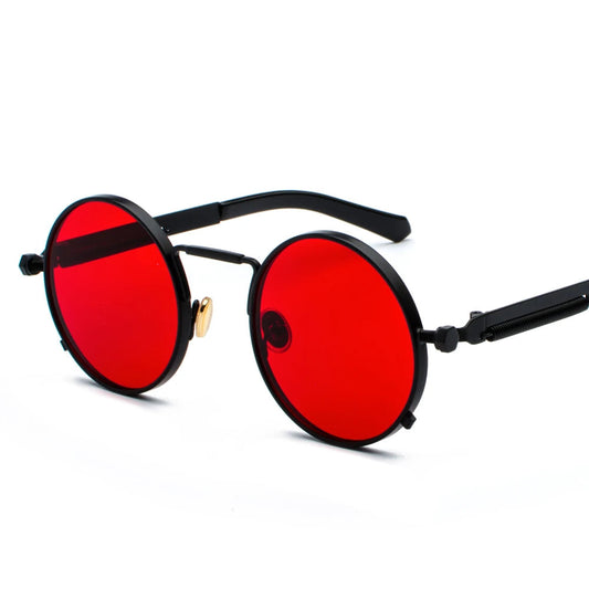 Peekaboo Steampunk Sunglasses - Clear Red Metal Frame
