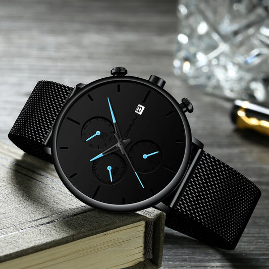 Minimalist Mesh Watch - Slim Waterproof Quartz