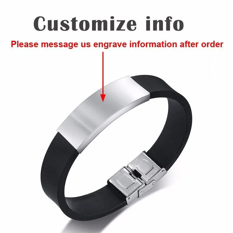 Personalized Silicone ID Bracelet - Custom Engraving