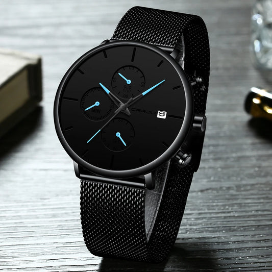 Minimalist Mesh Watch - Slim Waterproof Quartz