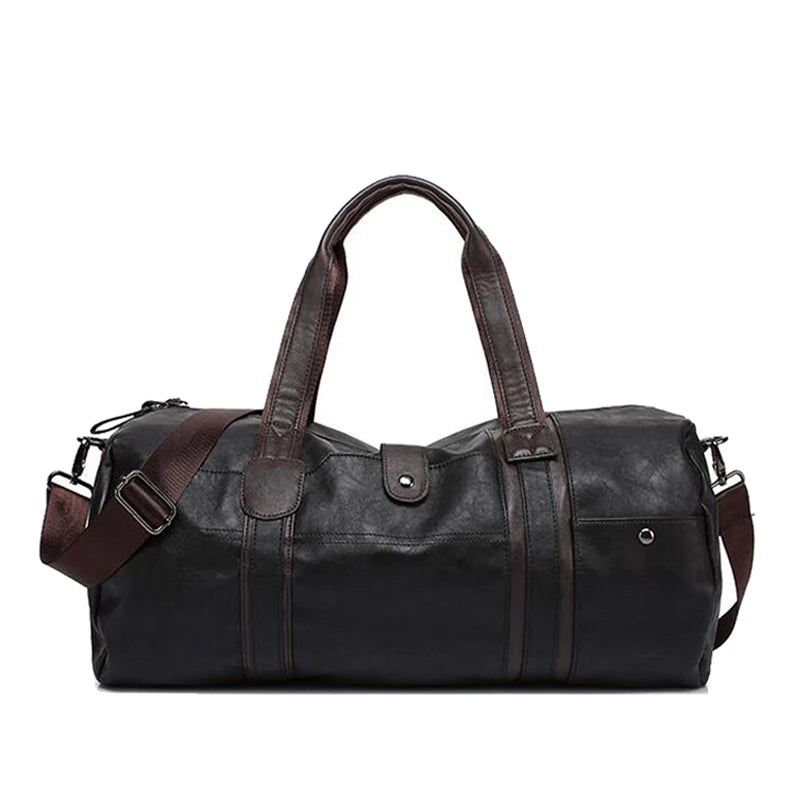 Men's PU Leather Gym Bag - Travel Duffel for Fitness & Yoga