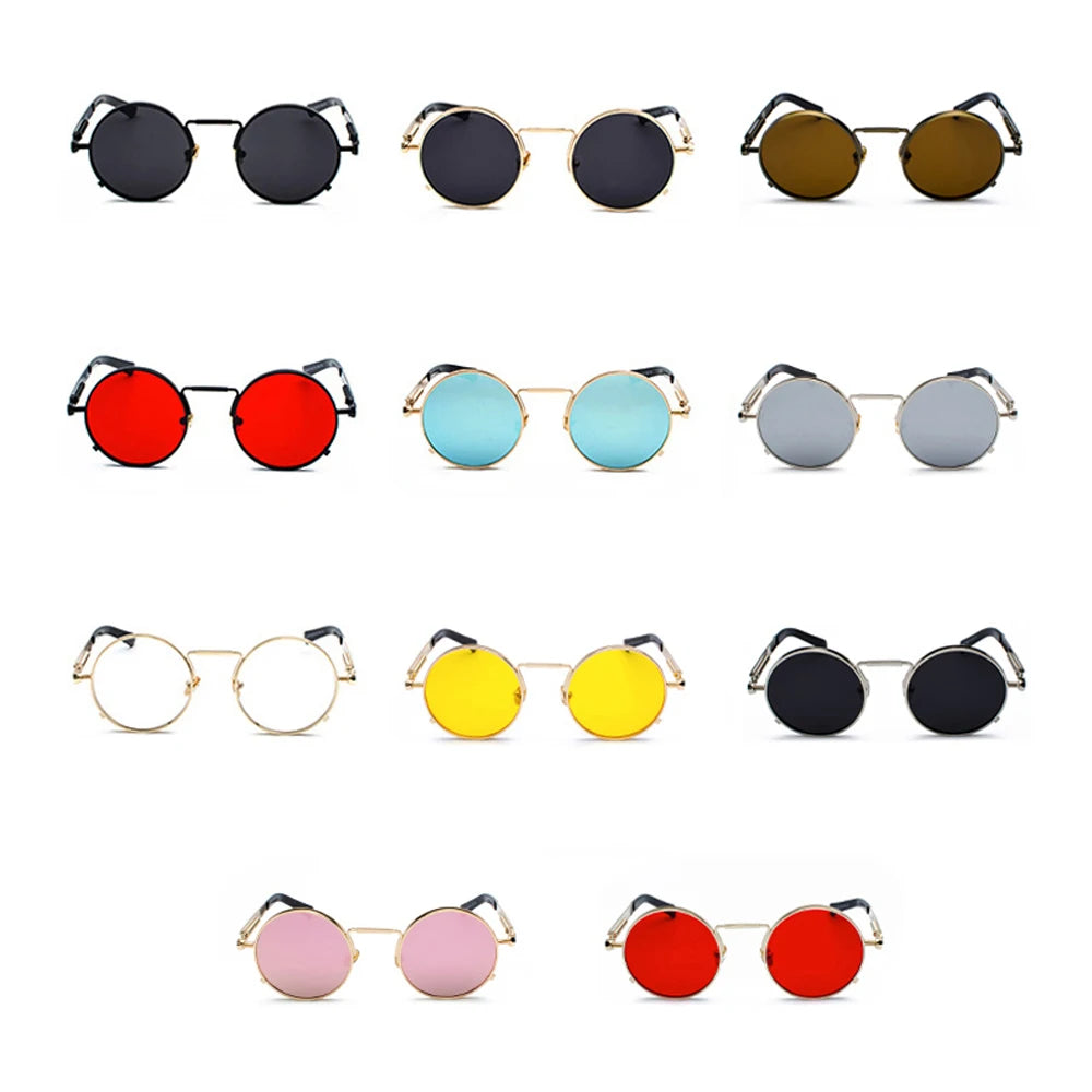 Peekaboo Steampunk Sunglasses - Clear Red Metal Frame