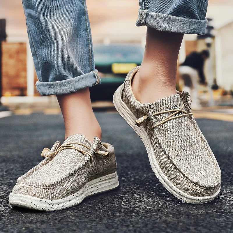 Men's Denim Canvas Sneakers - Breathable Casual Vulcanized Loafers