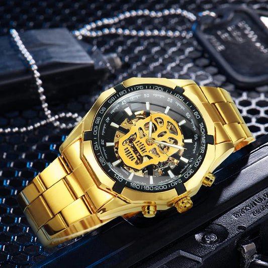 Skull Skeleton Watch - Gold Automatic Hip Hop
