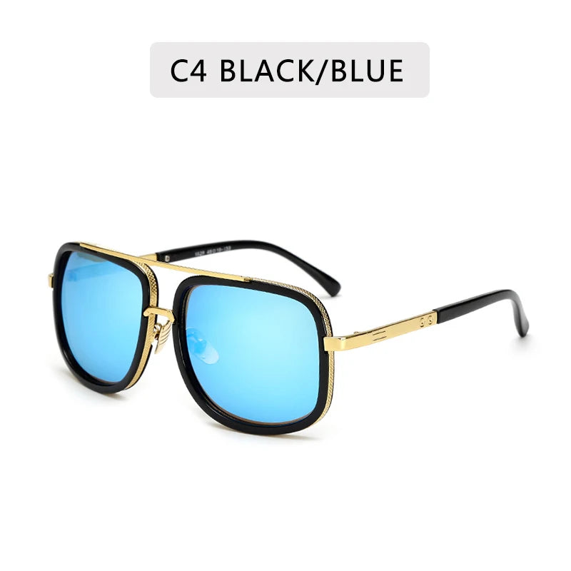 Big Frame Square Sunglasses - Retro Metal Glasses