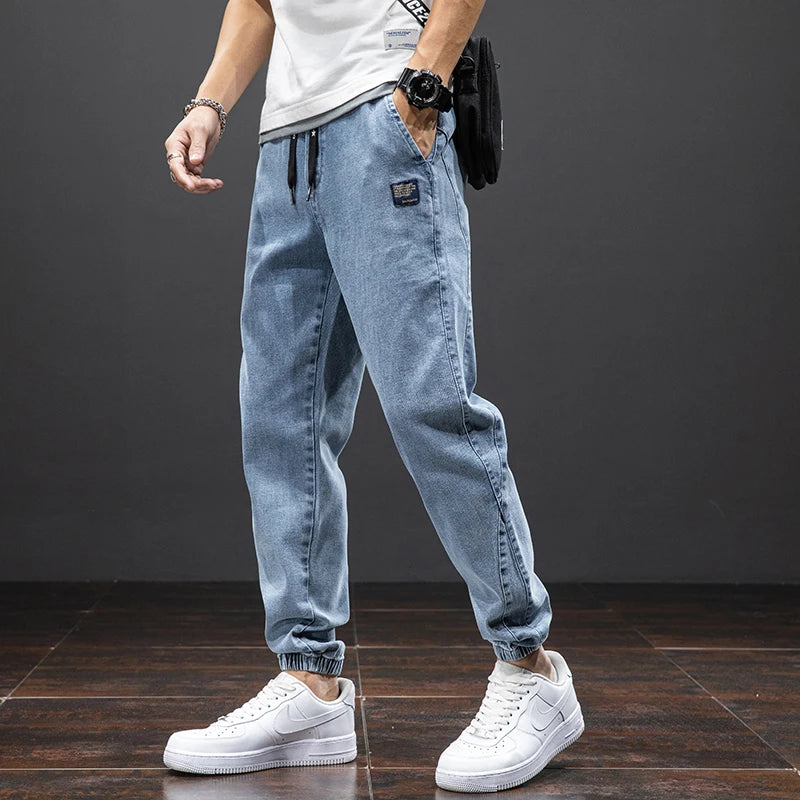 Cargo Denim Joggers - Streetwear Harem Jeans Plus Size