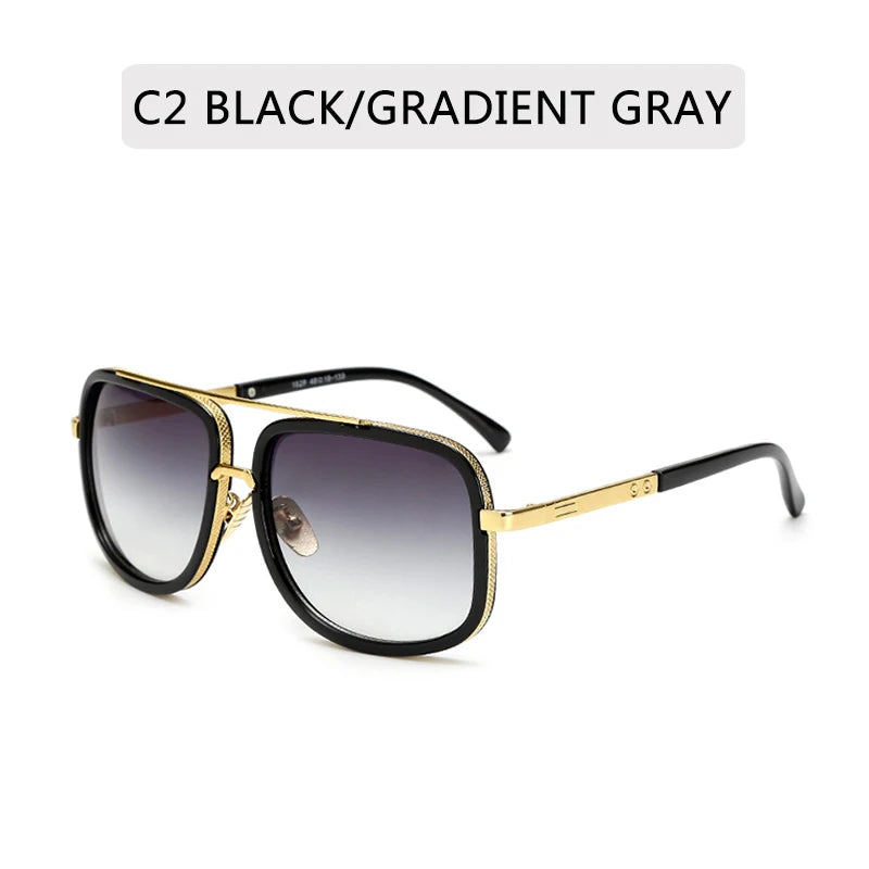 Big Frame Square Sunglasses - Retro Metal Glasses