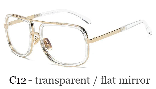 Big Frame Square Sunglasses - Retro Metal Glasses