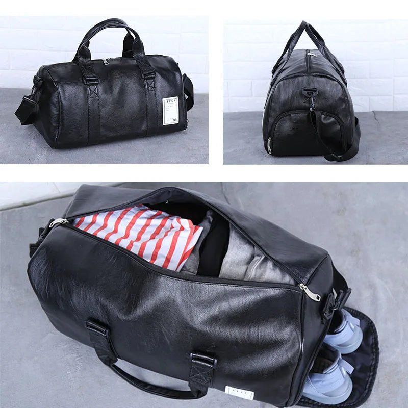 Leather Gym Bag - Premium Sports Duffle for Men & Women
