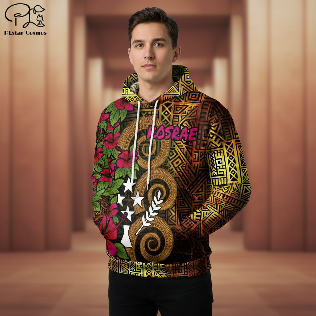 Tribal Kosrae Polynesian Hibiscus 3D Print Hoodie - Unisex Streetwear