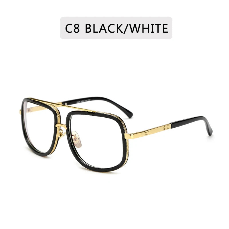Big Frame Square Sunglasses - Retro Metal Glasses