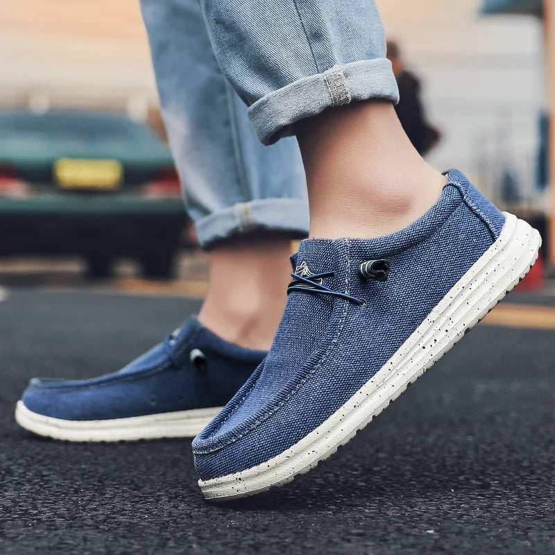 Men's Denim Canvas Sneakers - Breathable Casual Vulcanized Loafers