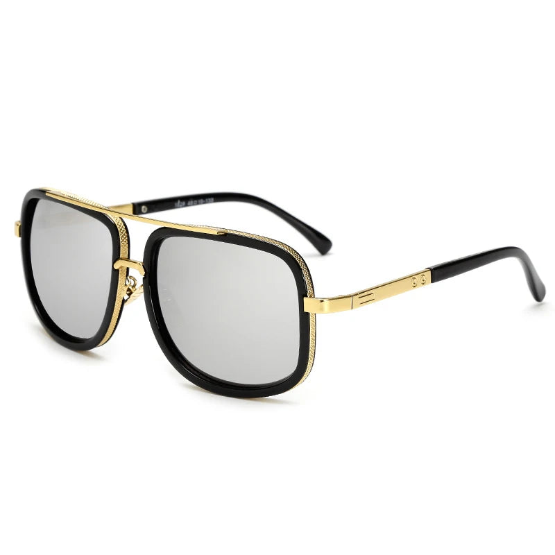Big Frame Square Sunglasses - Retro Metal Glasses