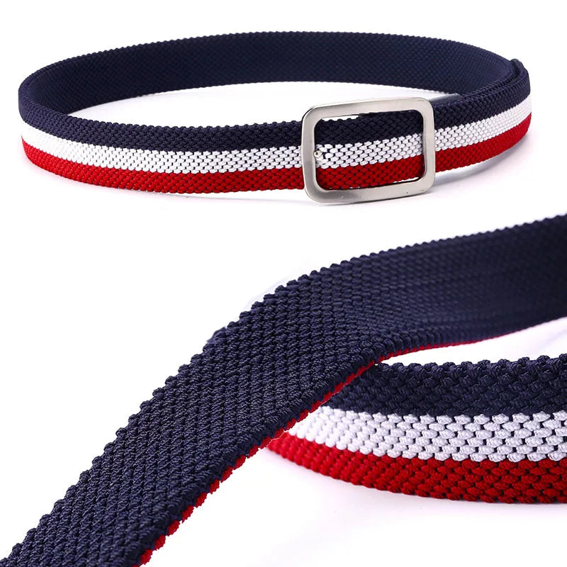 Unisex Braided Elastic Belt - Stretch Canvas Golf Belt Without Holes