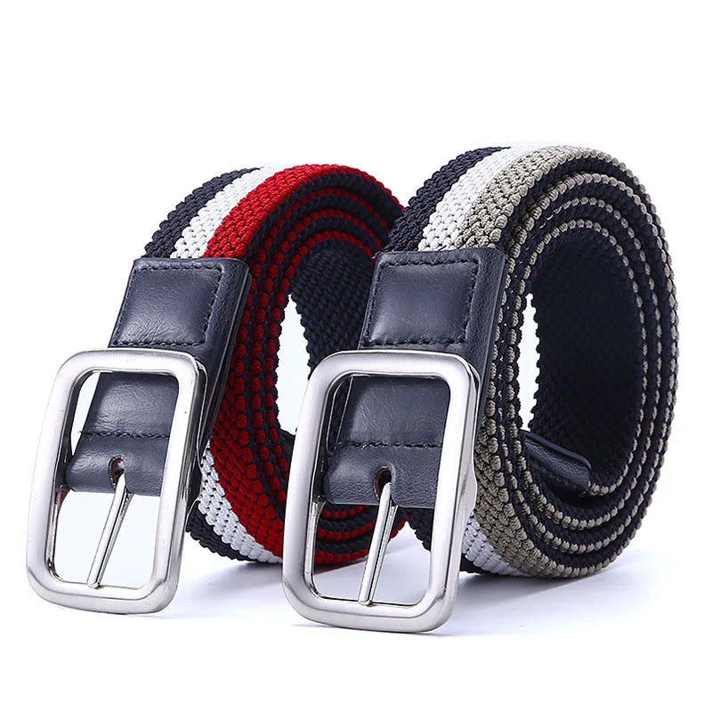 Unisex Braided Elastic Belt - Stretch Canvas Golf Belt Without Holes