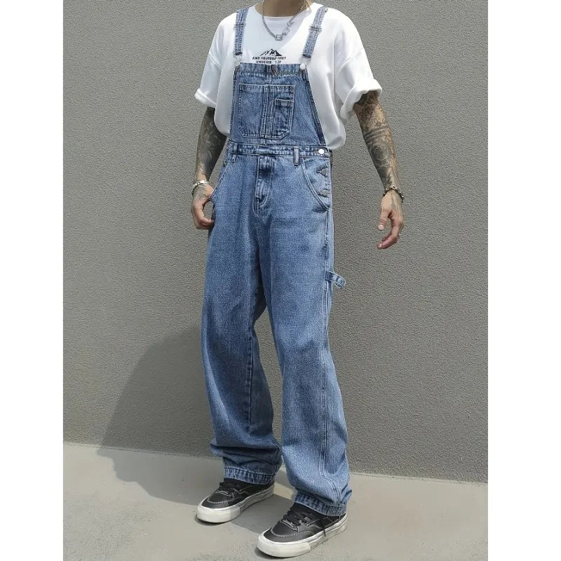 Denim Overalls - Multi-Pocket Work Jumpsuit