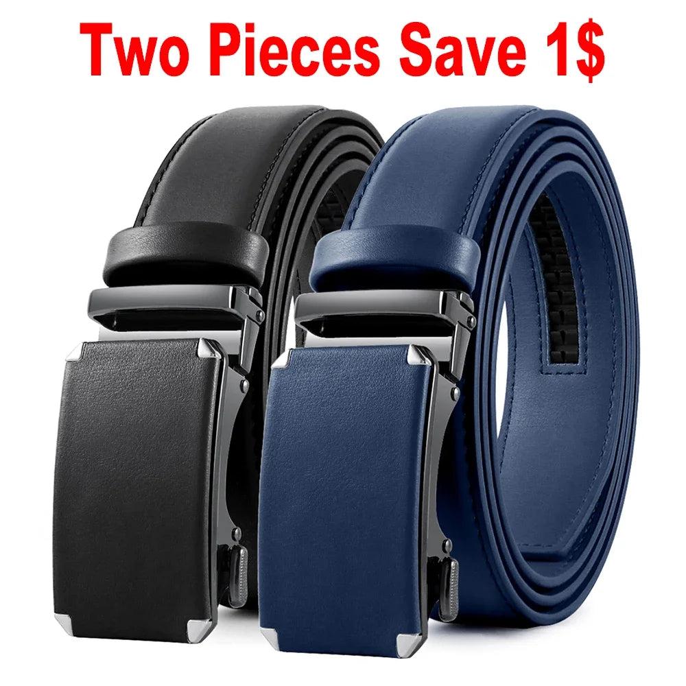 Men's Genuine Leather Belt - Automatic Ratchet Buckle Dress Belt