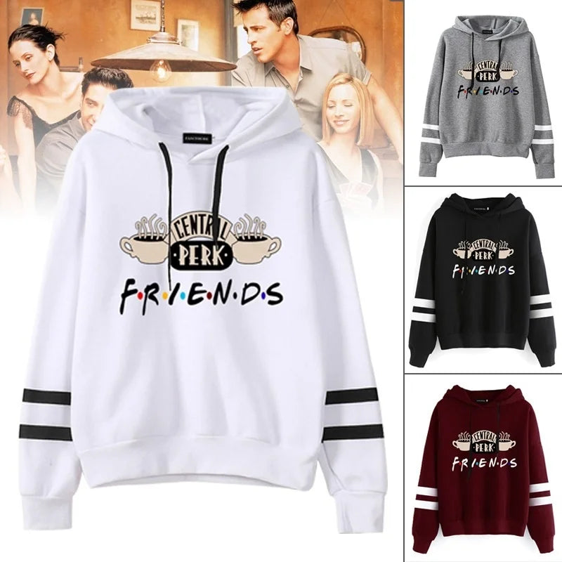 Friends TV Show Coffee Print Hoodie - Women's Pullover Sweatshirt