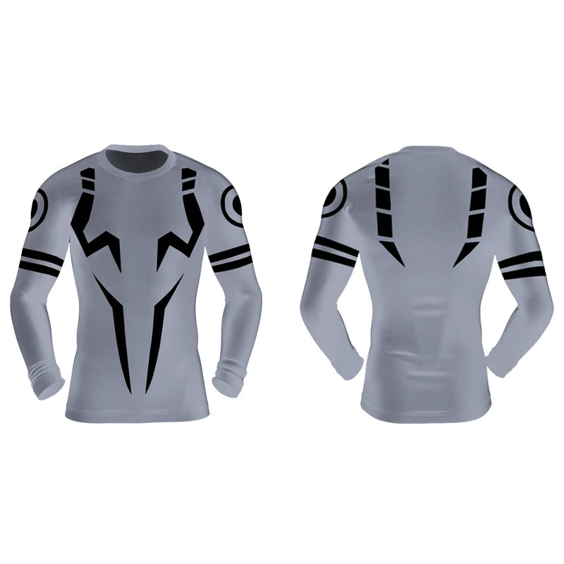 Men's Anime 3D Print Compression Shirt - Long Sleeve Workout Rash Guard