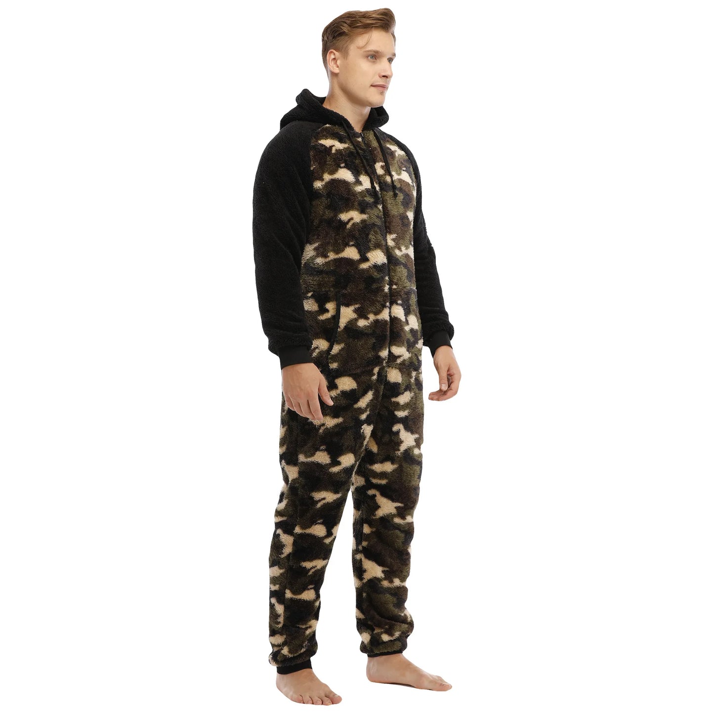 Camouflage Fleece Onesie - Hooded Winter Jumpsuit