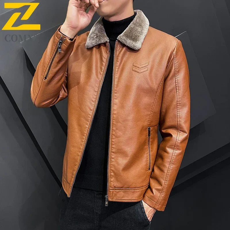 Men's Premium Leather Jacket - Winter Warmth Thickened Workcoat