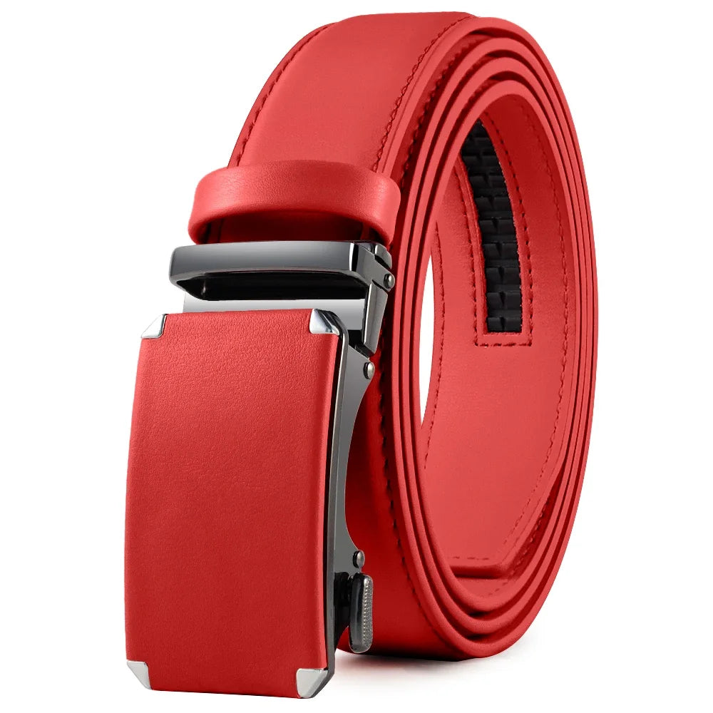 Men's Genuine Leather Belt - Automatic Ratchet Buckle Dress Belt