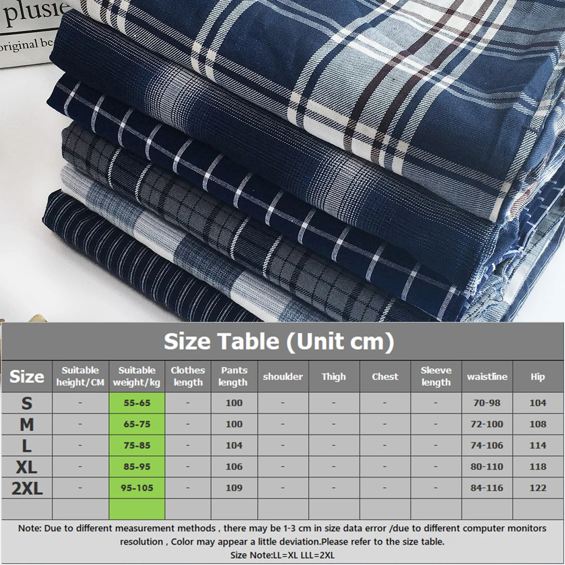 Men's Pure Cotton Plaid Sleep Pants - Lightweight Casual Lounge Trousers