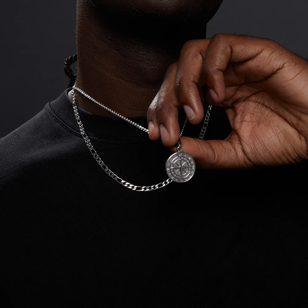 Layered Compass Necklace - Multi-Chain Set