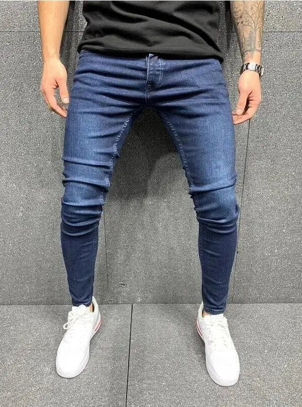 Knee Ripped Stretch Jeans - Hip Hop Slim Fit