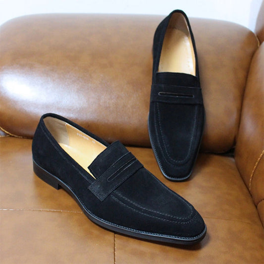 Genuine Leather Men's Loafers - Italian Style Slip-On Casual Dress Shoes