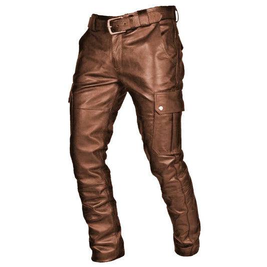 Leather Motorcycle Pants - Cargo Pockets S-5XL