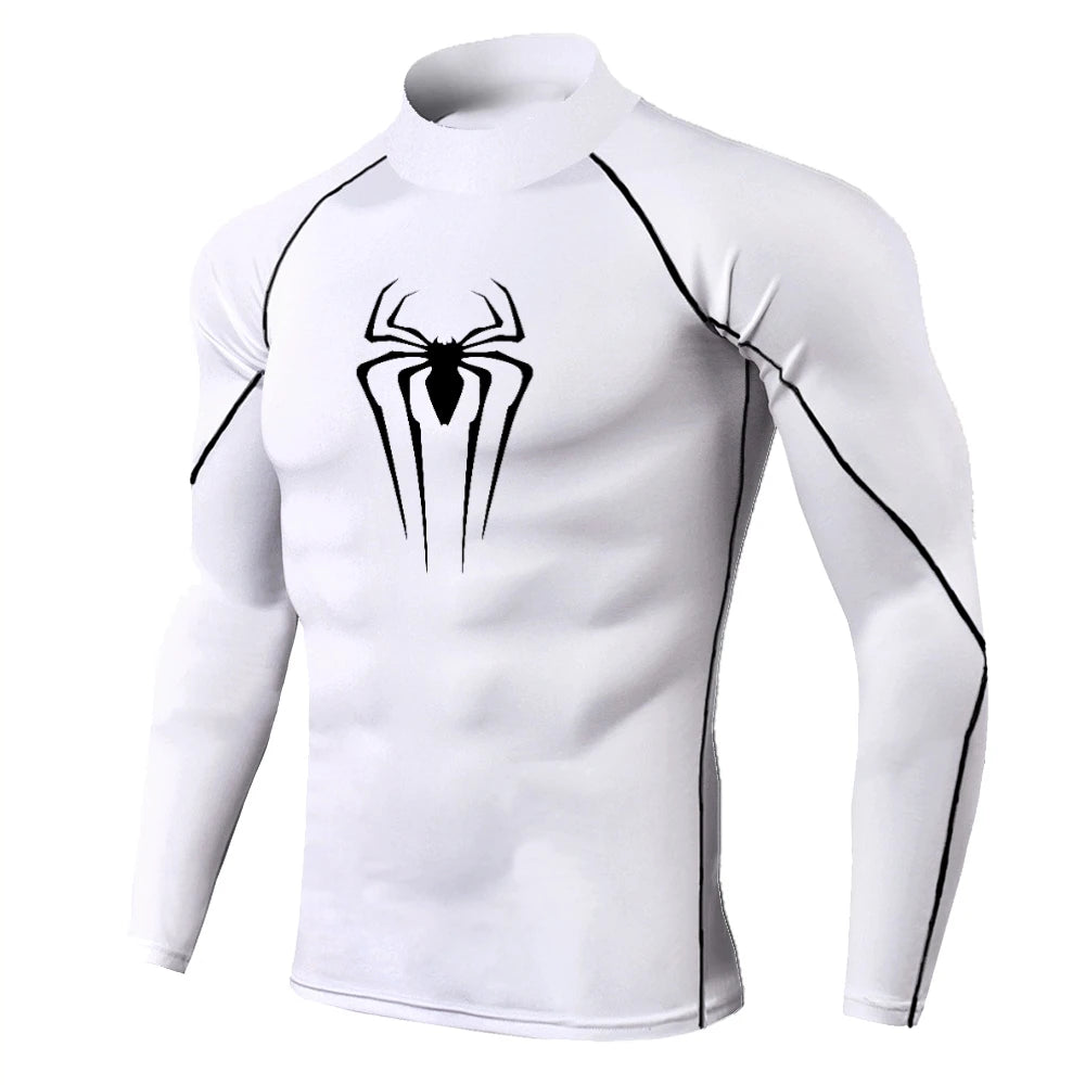 Spider-Print Compression Shirt - Men's Turtleneck Training Base Layer