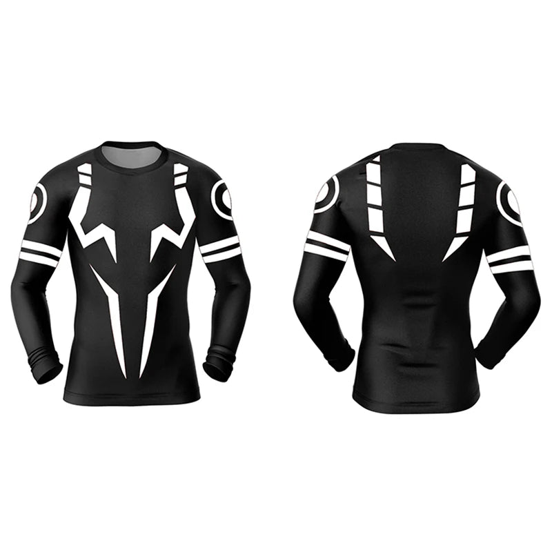 Men's Anime 3D Print Compression Shirt - Long Sleeve Workout Rash Guard