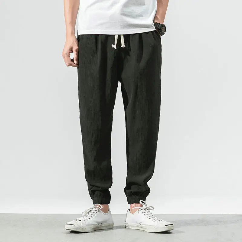 Cotton Linen Harem Pants - Chinese Style Joggers