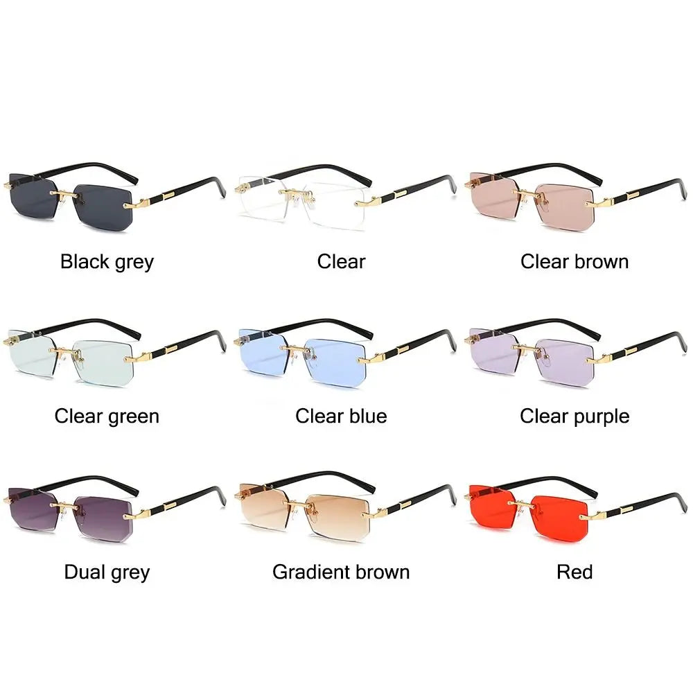 Trendy Rimless Sunglasses - Frameless Rectangle UV400