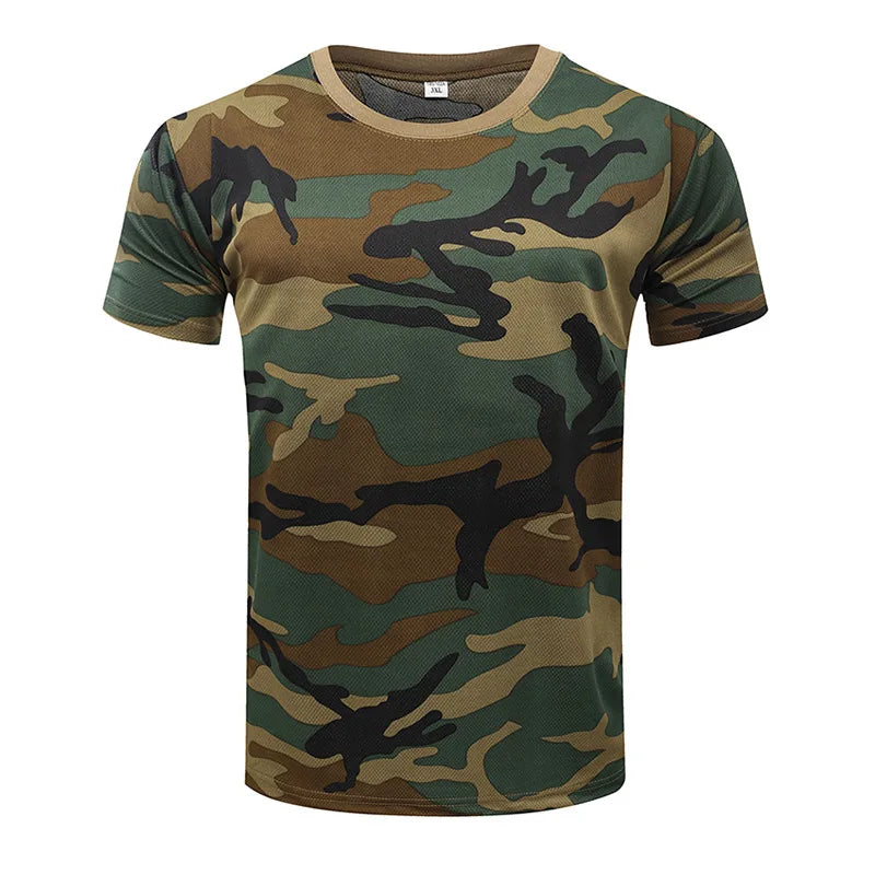 Men's Tactical Camouflage T-Shirt - Quick Dry Short Sleeve Outdoor Gym Tee