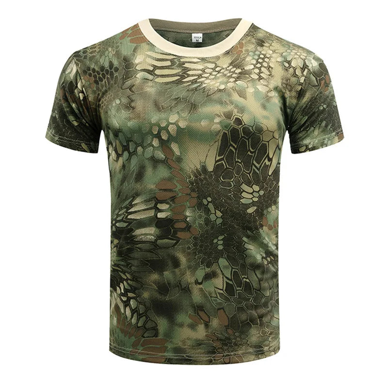 Men's Tactical Camouflage T-Shirt - Quick Dry Short Sleeve Outdoor Gym Tee