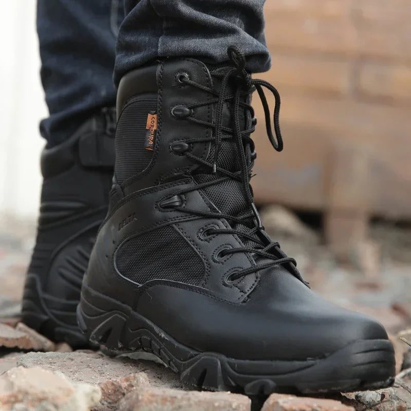 Men's Tactical Combat Boots - Winter Leather Military Ankle Boots